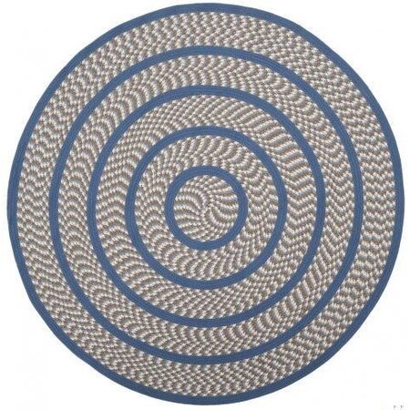 Safavieh Braided Hand Woven Round Rug- Ivory - Blue- 4 x 4 ft. BRD401A-4R